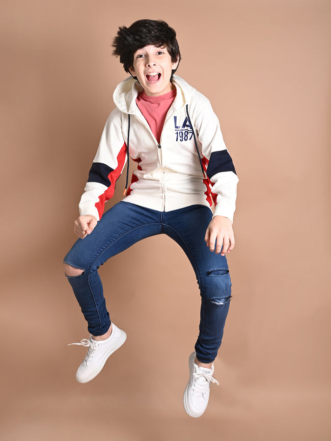 Alpha Numeric Printed Full Sleeves Hooded Sweatshirt