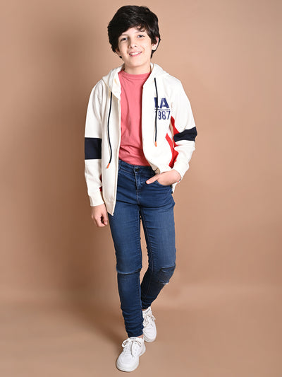 Alpha Numeric Printed Full Sleeves Hooded Sweatshirt