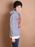 Stripes Printed Full Sleeve Hooded Sweatshirt