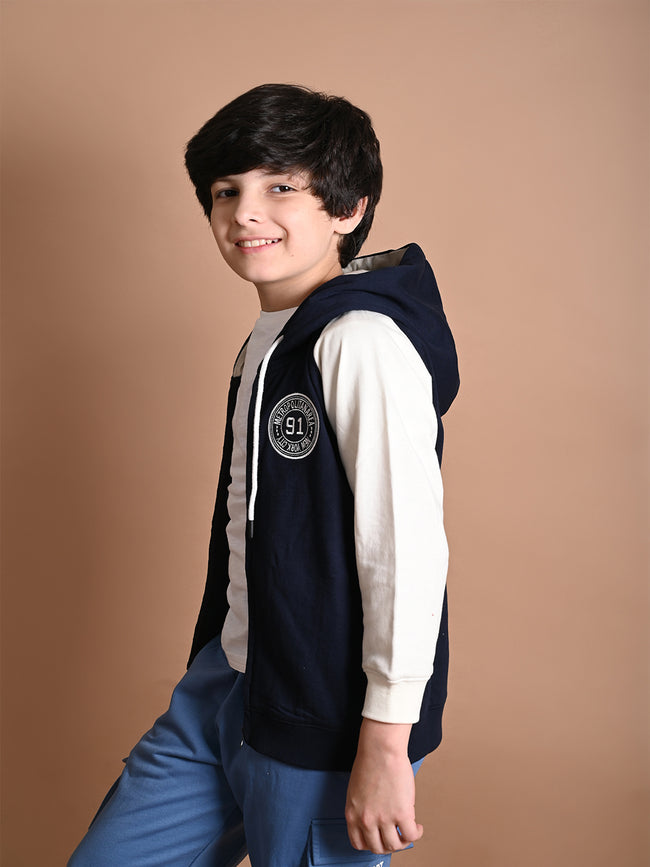 Solid Full Sleeve Hooded Sweatshirt