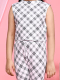 All Over Checkered Printed Sleeveless Top with Legging