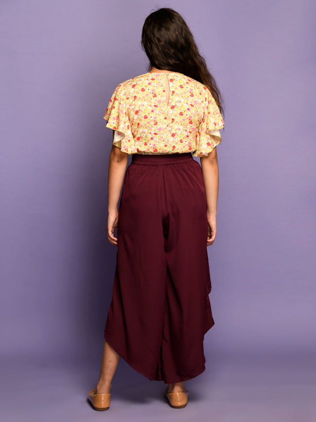 Floral Top with Skirt Palazzo Set