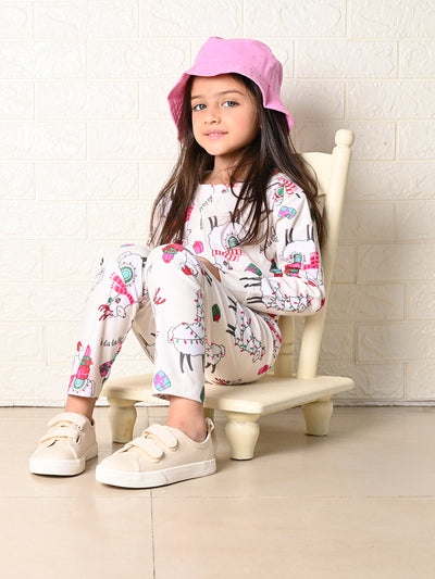 Animal Printed Crop Sweatshirt with Legging