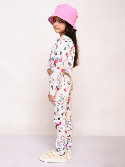 Animal Printed Crop Sweatshirt with Legging