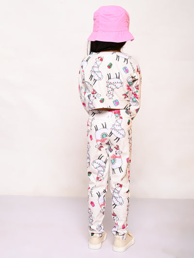 Animal Printed Crop Sweatshirt with Legging