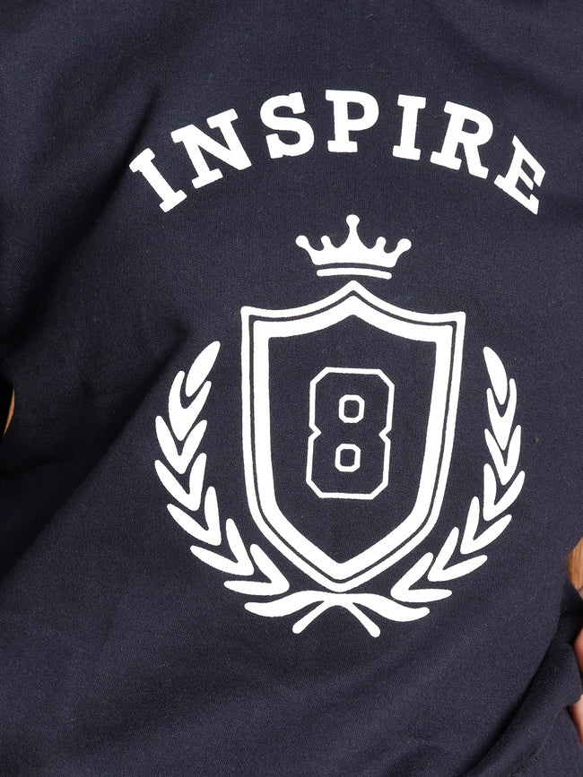 Typographic Printed Full Sleeve Hooded Sweatshirt with Pant