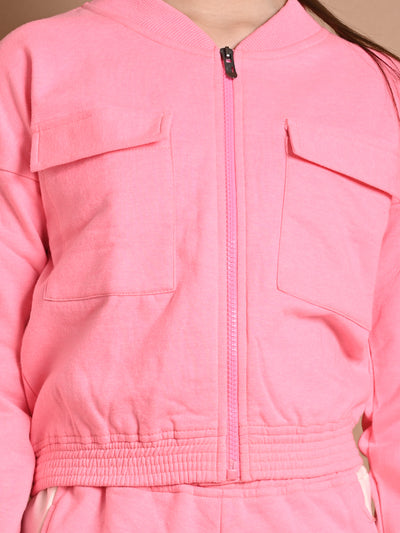 Solid Front Open Hooded Sweatshirt with Jogger