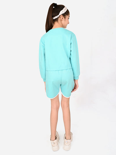 Solid Plain Full Sleeve Top with Bermuda Shorts