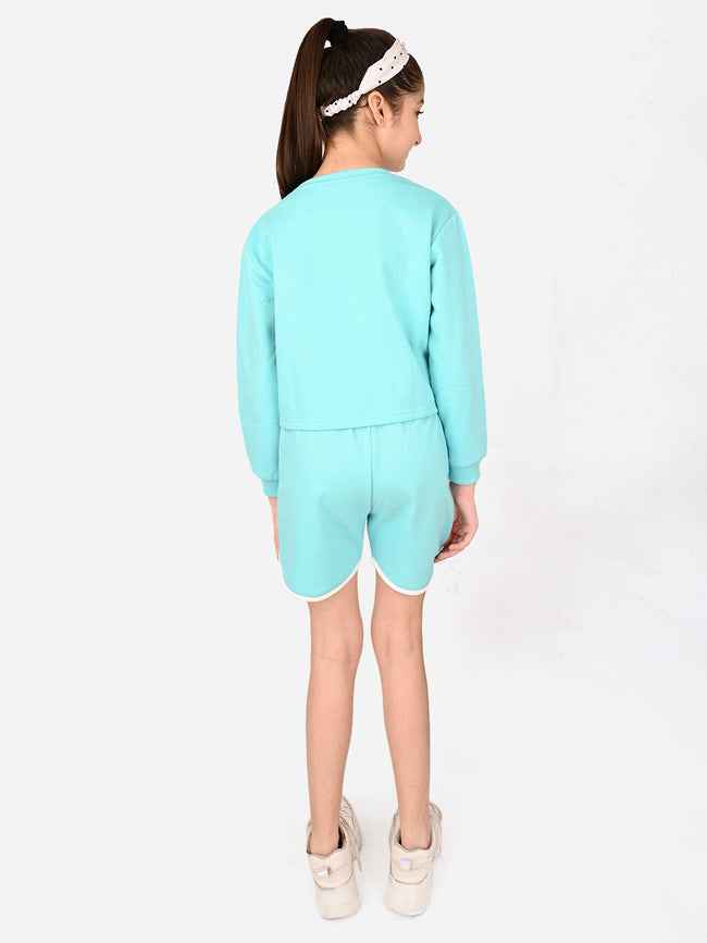 Solid Plain Full Sleeve Top with Bermuda Shorts