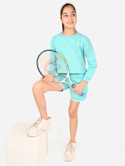 Solid Plain Full Sleeve Top with Bermuda Shorts