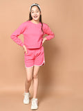 Solid Plain Long Sleeve Sweatshirt with Shorts