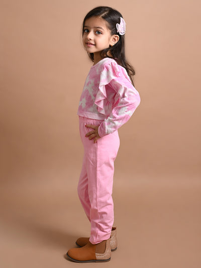 Tie Dye Printed Full Sleeve Top with Legging Set