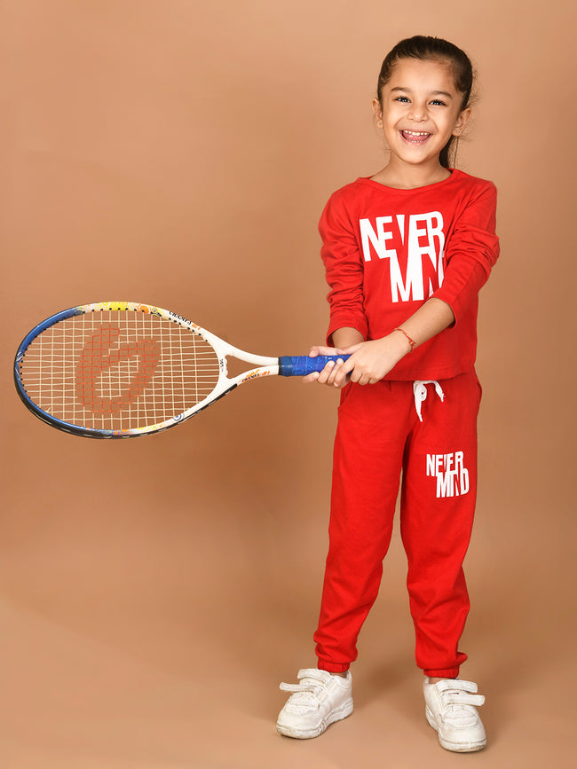 Never Mind Printed Full Sleeve Top with Jogger Set