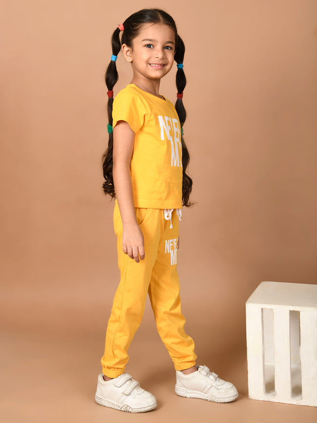 Never Mind Printed Short Sleeve Top with Jogger Set