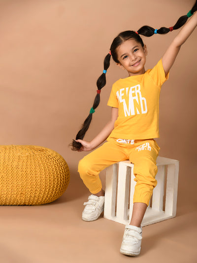 Never Mind Printed Short Sleeve Top with Jogger Set