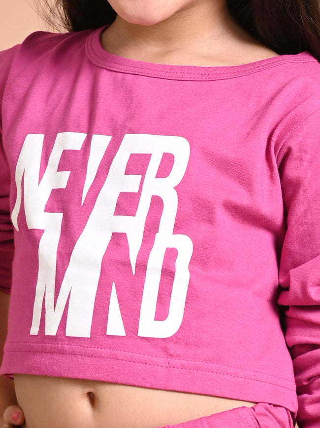 Never Mind Printed Crop Top with Jogger Set