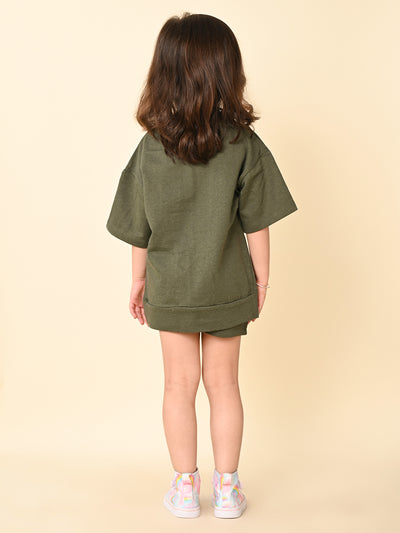 Text Printed Oversized Tee with Shorts Set