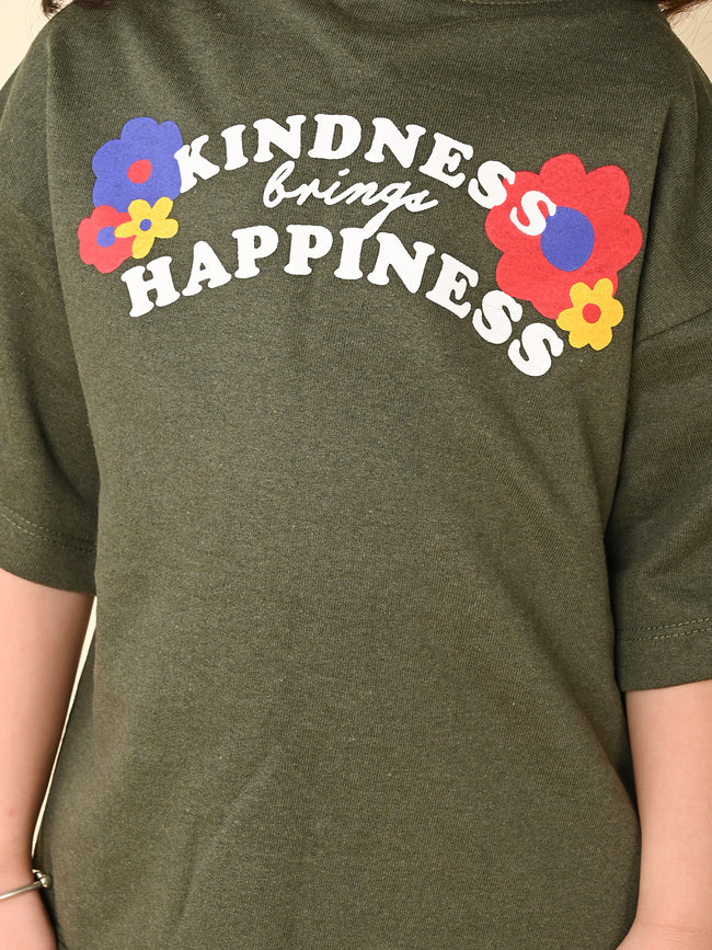 Text Printed Oversized Tee with Shorts Set