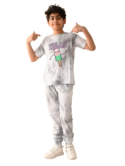Front Graphics Printed T-shirt with Jogger Set