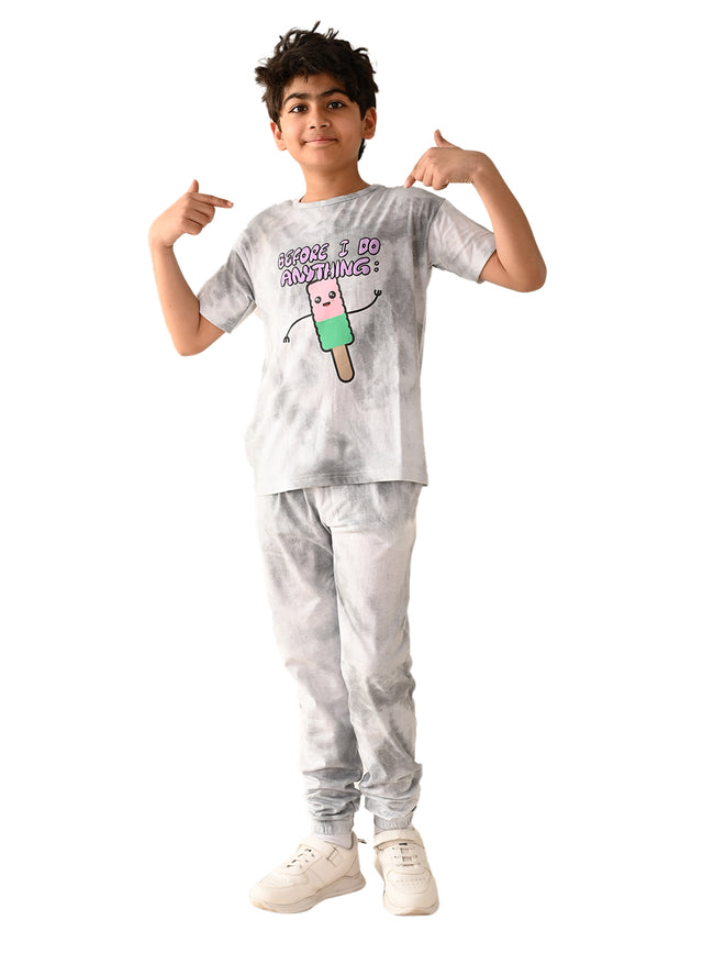 Front Graphics Printed T-shirt with Jogger Set