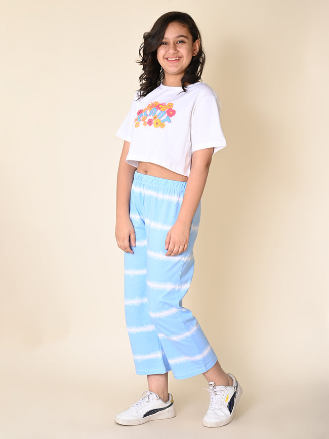 Floral Printed Top with Tie Dye Palazzo Pant Set
