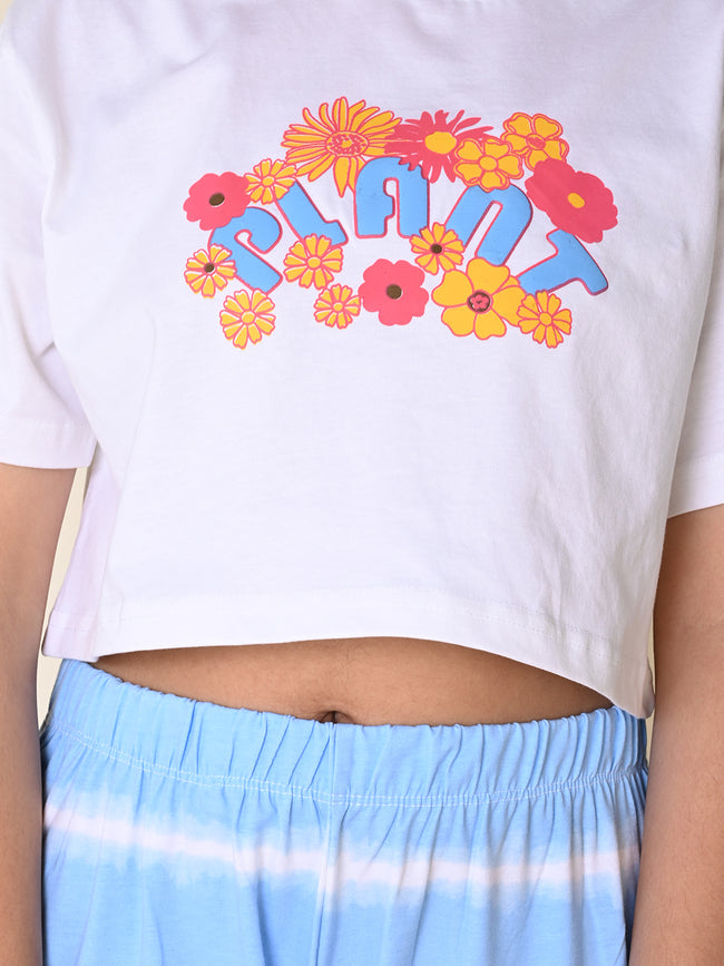 Floral Printed Top with Tie Dye Palazzo Pant Set