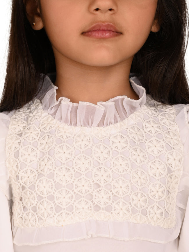 Embroidered Smoking Neck Top with Skirt Set