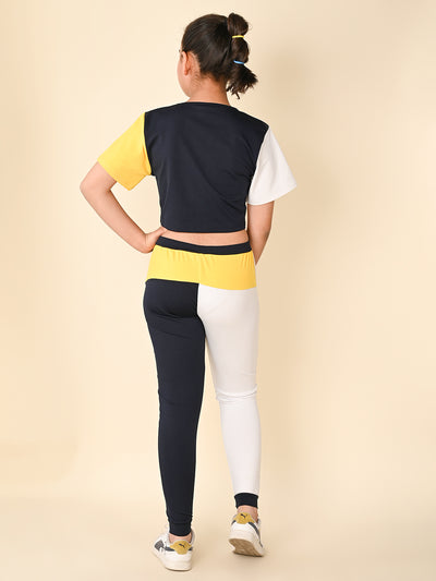 Short Sleeves Colorblock Tee with Jogger Set