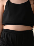 Sleeveless Crop Top with Colorblock Legging Set