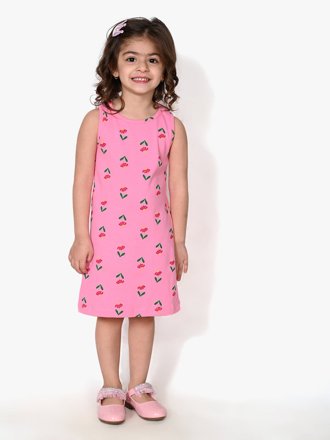 All Over Printed Sleeveless Above Knee Dress