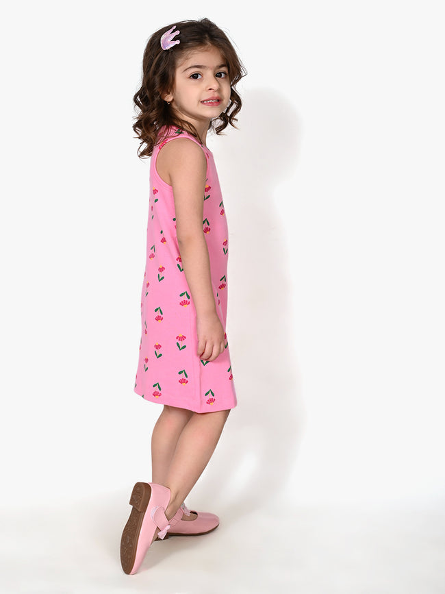 All Over Printed Sleeveless Above Knee Dress