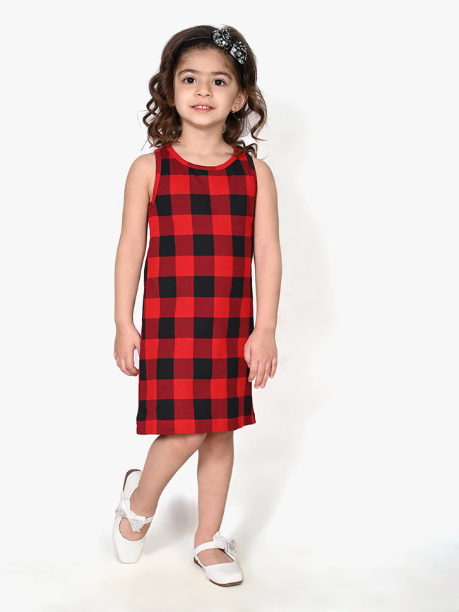 Checkered Printed Sleeveless Bodycon Dress