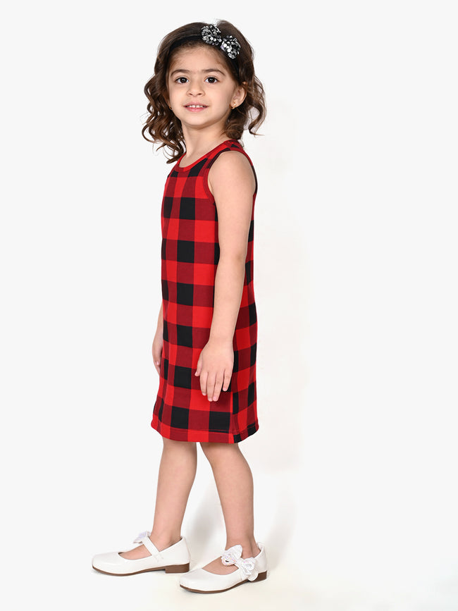 Checkered Printed Sleeveless Bodycon Dress