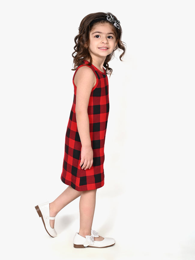 Checkered Printed Sleeveless Bodycon Dress