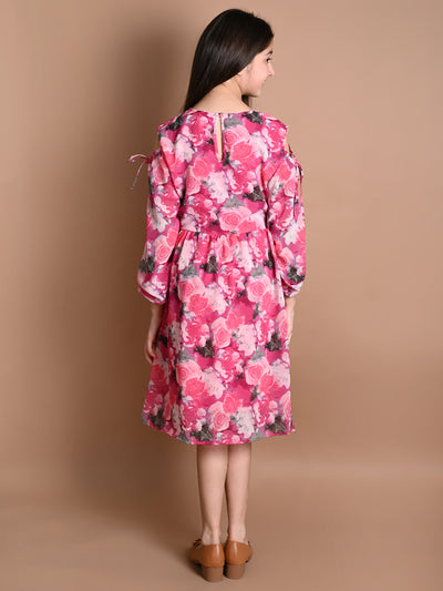 All Over Floral Printed Cold Shoulder Dress