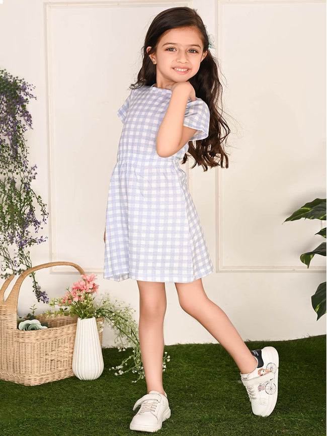 Checkered Printed Smoking T-shirt Dress