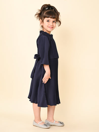 Solid Fit n Flare Back Tie-up Party Dress