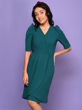 Puffer Sleeves Front Cut A-line Party Dress