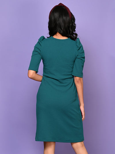 Puffer Sleeves Front Cut A-line Party Dress