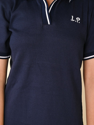 Solid Collar Neck Knee Length Shirt Dress