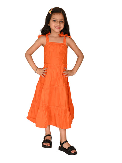 Solid Tie Up Shoulder Straps Sleeveless Fit n Flare Dress