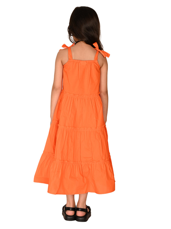 Solid Tie Up Shoulder Straps Sleeveless Fit n Flare Dress