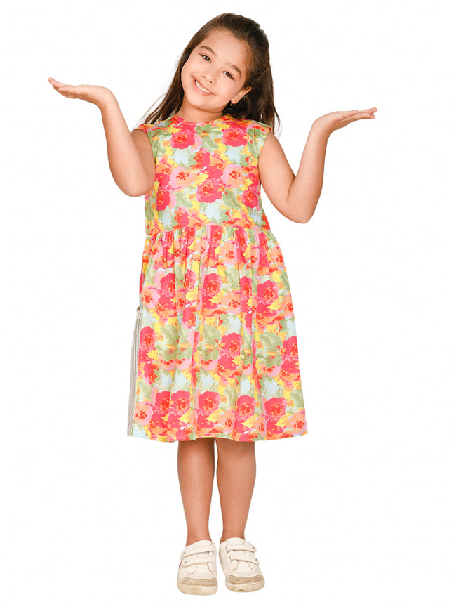 All Over Printed Fit n Flare Sleeveless Dress