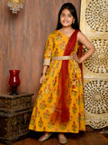 Printed One Shoulder Ethnic Gown with Dupatta