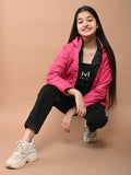 Solid Plain Puffer Front Zip Open Hooded Jacket