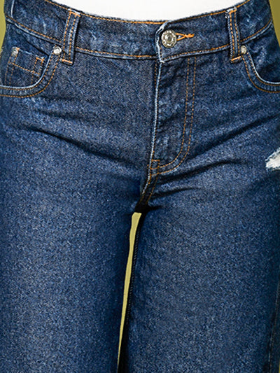 Dark Denim Wash Straight Flared Jeans