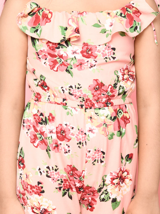 Floral Printed Sleeveless Strappy Full Jumpsuit