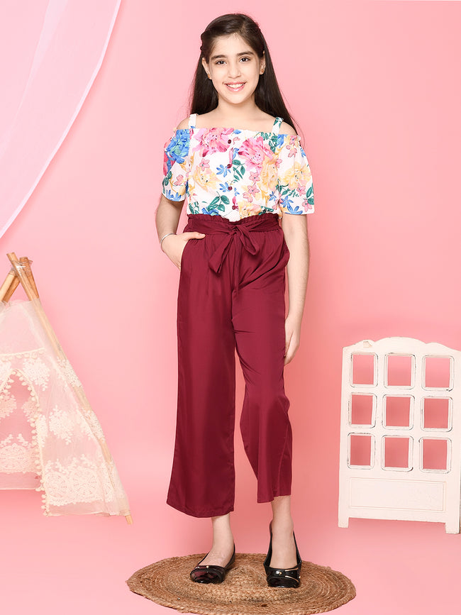 Floral Printed Off Shoulder Full Jumpsuit