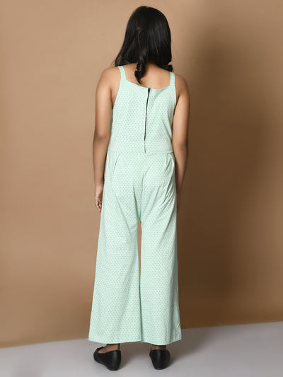 Polka Printed Strappy Sleeveless Jumpsuit