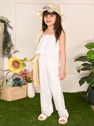 Embroidered Sleeveless Full Jumpsuit